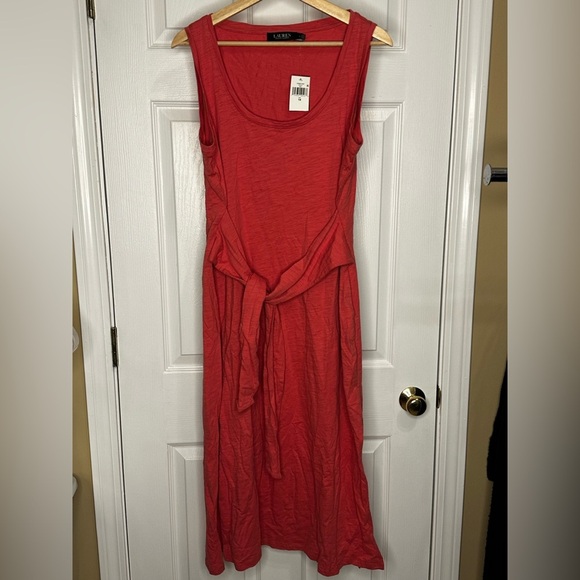 Lauren Ralph Lauren | Womens Tie-Waist Mid-Calf Midi Dress - Picture 3 of 9